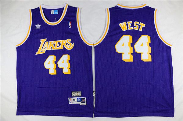 Men Los Angeles Lakers 44 West Purple Throwback NBA Jerseys